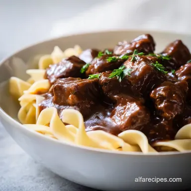 Beef and Noodles: Tender and Slow-Cooked Recipe Card