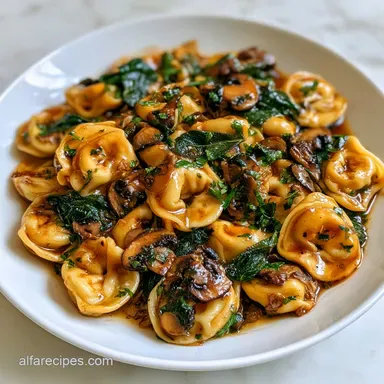 Cheese Tortellini with Mushrooms: 25 Min Recipe Card