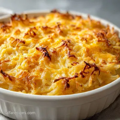Cheesy Hashbrown Casserole for 8 Servings: Golden and Creamy Recipe Card