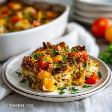 Dump Bake Dinner Casserole with Chicken for 6 Servings Recipe Card