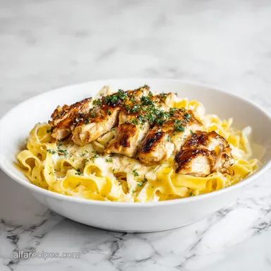 Chicken Fettuccine Alfredo in 35 Minutes Recipe Card
