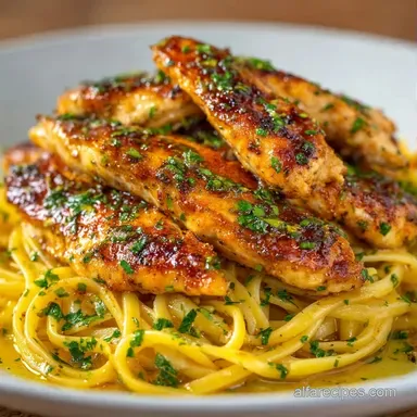 Creamy Garlic Lemon Chicken Pasta Recipe Card