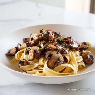 Garlic Mushroom Pasta in 30 Minutes Recipe Card