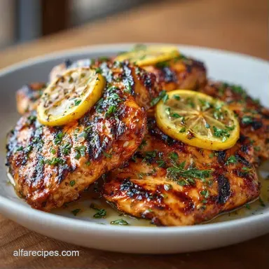 Grilled Lemon Chicken Breast for 4 Servings Recipe Card