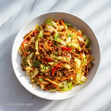 Ground Beef Cabbage Stir Fry for 4 Servings Recipe Card