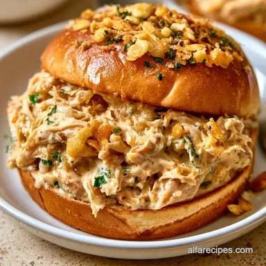 Creamy Hot Shredded Chicken Sandwiches Recipe Card