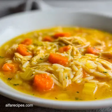 Lemon Chicken Orzo Soup in 35 Minutes Recipe Card
