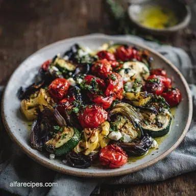 Roast Veggie for a Mediterranean Roasted Veggie Delight Recipe Card