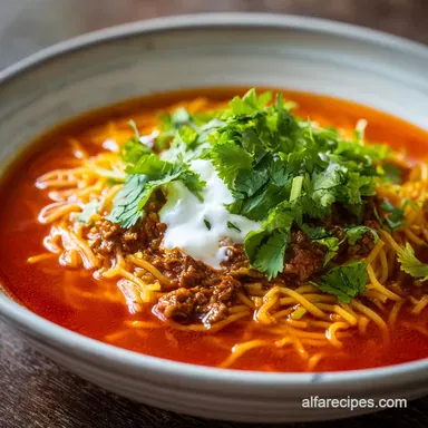 Mexican Noodle Soup Recipe in 25 Minutes Recipe Card