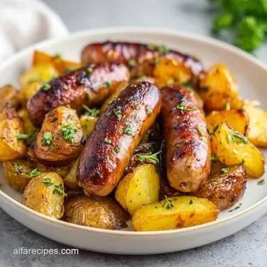Bratwurst Recipe With Potatoes for 5 Servings Recipe Card