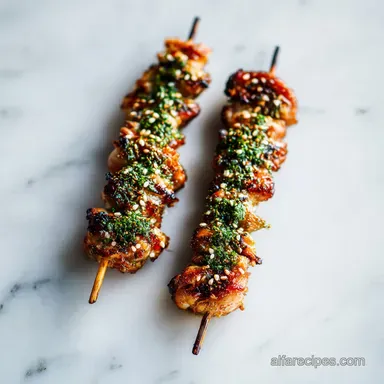 Paleo Chicken Yakitori Skewer with Ginger for 4 Recipe Card
