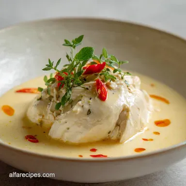 Chicken in Broth for 4 Servings: Velvety Recipe Card