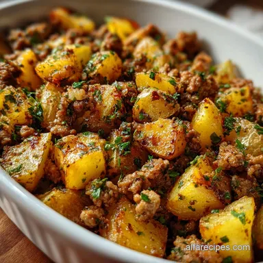 Ground Turkey and Potato Recipe with Garlic and Herbs: Crispy Baked Recipe Card