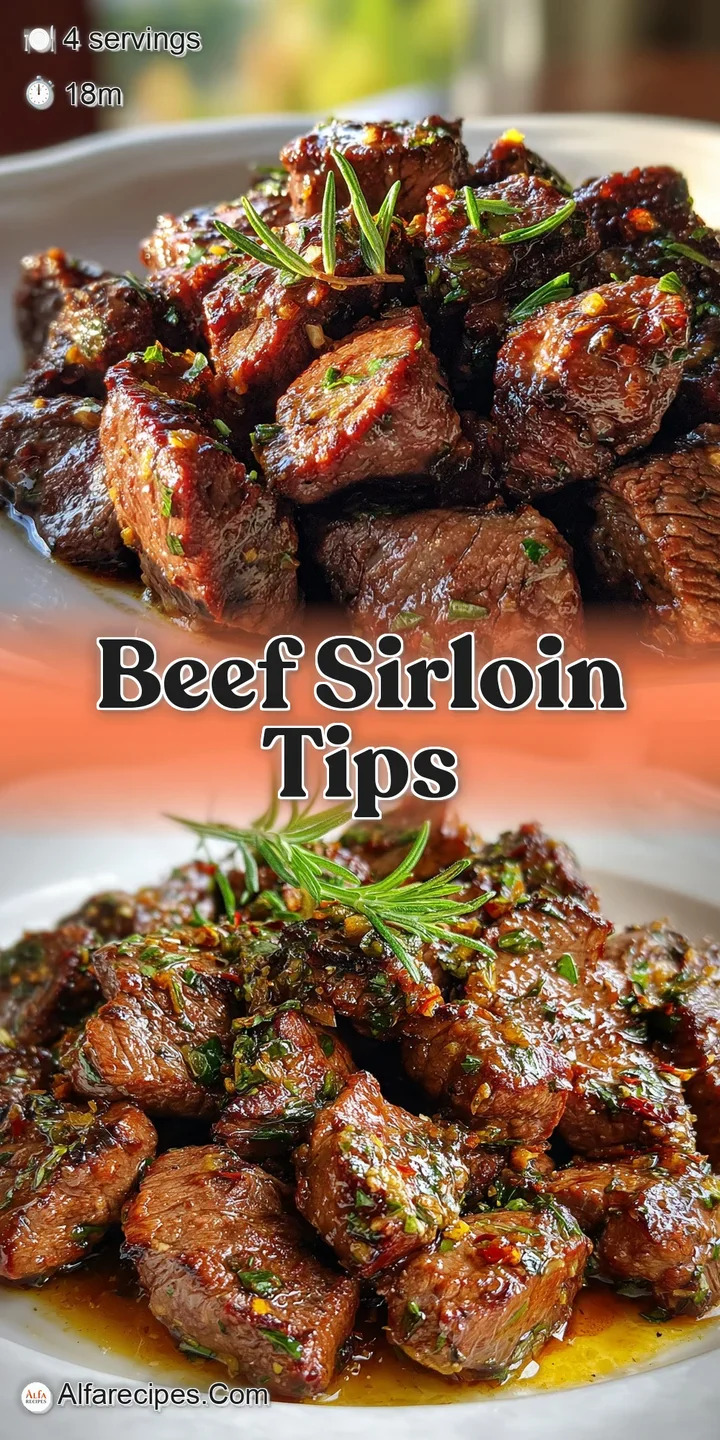 Close-up of tender, browned sirloin tips in a luscious, glistening pan sauce. Hints of pepper and herbs promise a deliciou...