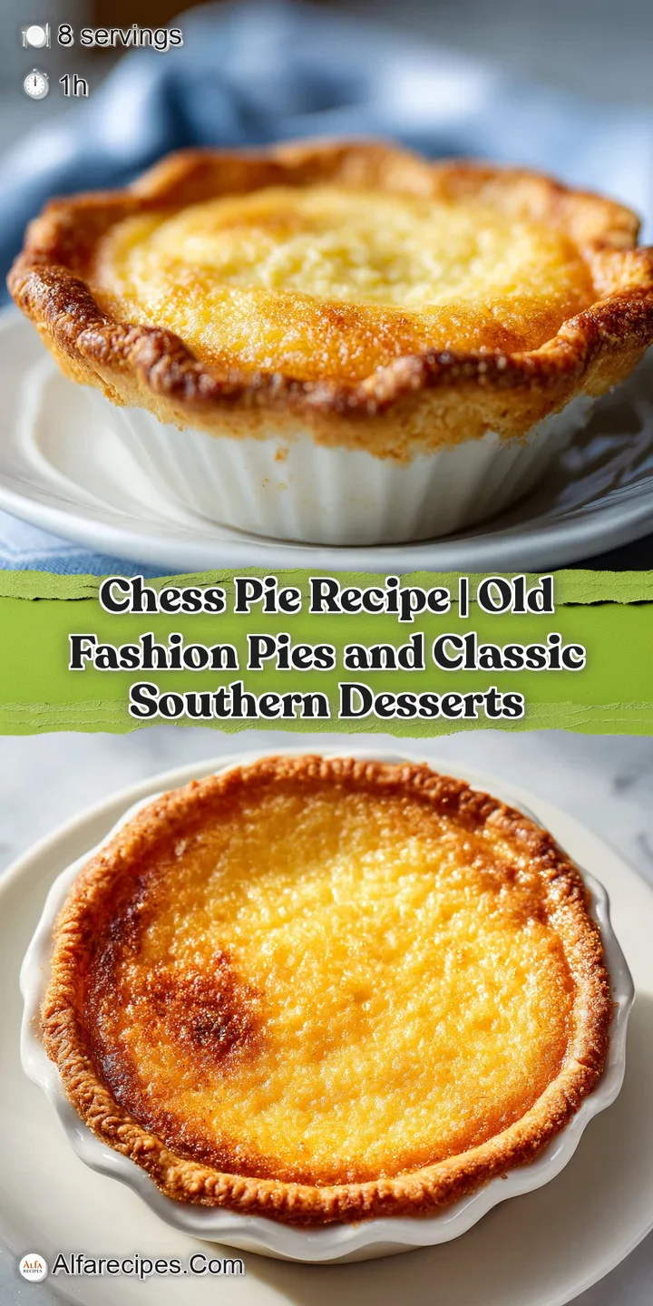 Close-up of a fork-tender chess pie slice, revealing a smooth, slightly cracked golden-brown surface.