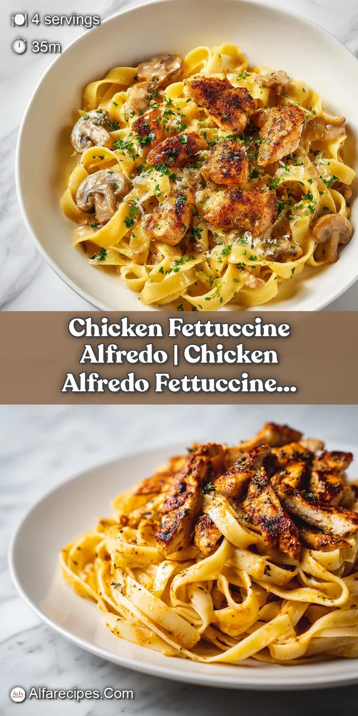Close-up of glossy, cream-coated pasta ribbons intertwined with tender seared chicken and a dusting of parmesan.