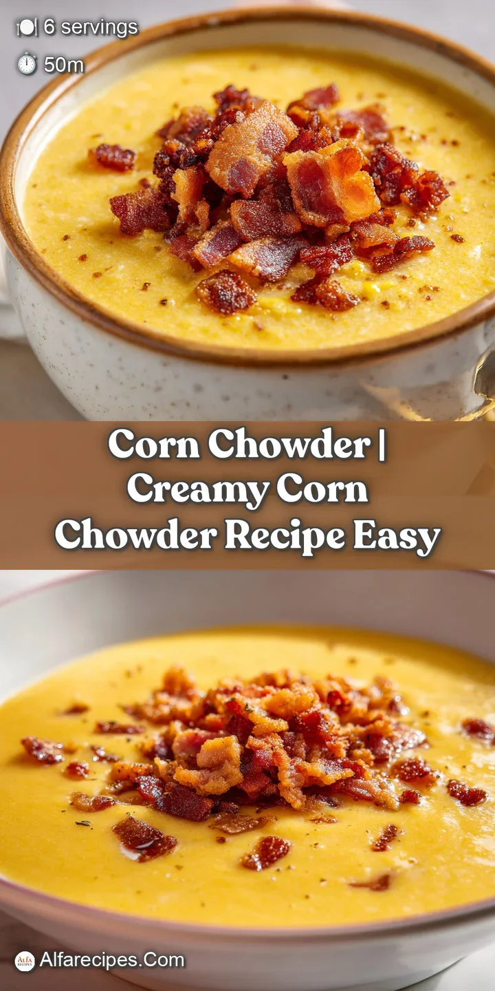 Close-up of thick, buttery yellow soup with tender corn kernels and a pinch of cracked black pepper on top.