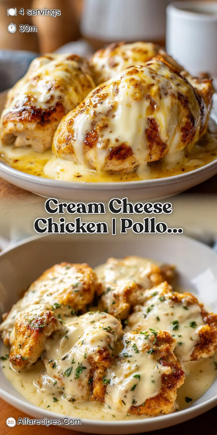 Close-up of tender chicken coated in a velvety, ivory-colored sauce with tiny bubbles and a sprinkle of cracked pepper.