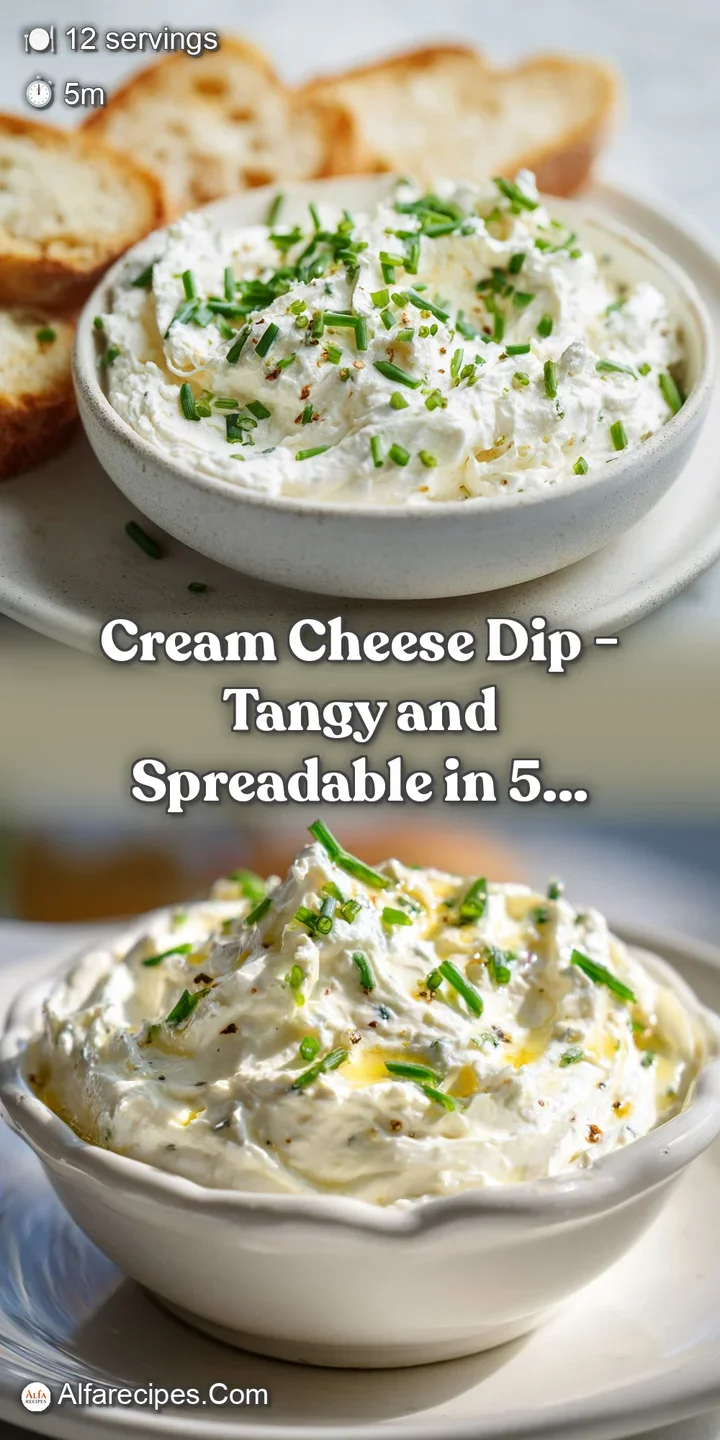 Close-up of the tangy cream cheese dip. See the creamy texture and flecks of fresh herbs in the soft, white spread.