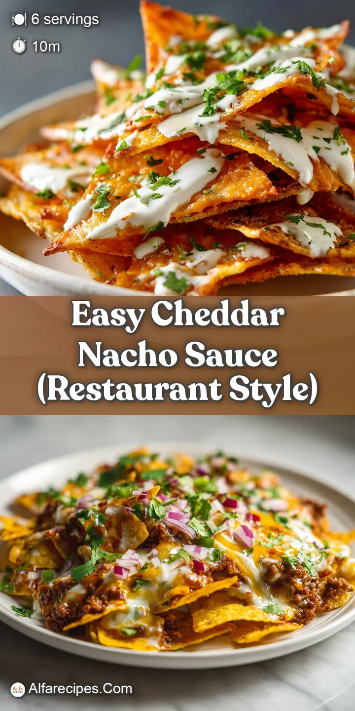 Close-up shot of rich, bubbling cheddar sauce, with visible melted cheese strands and a tempting, smooth texture, ready to...