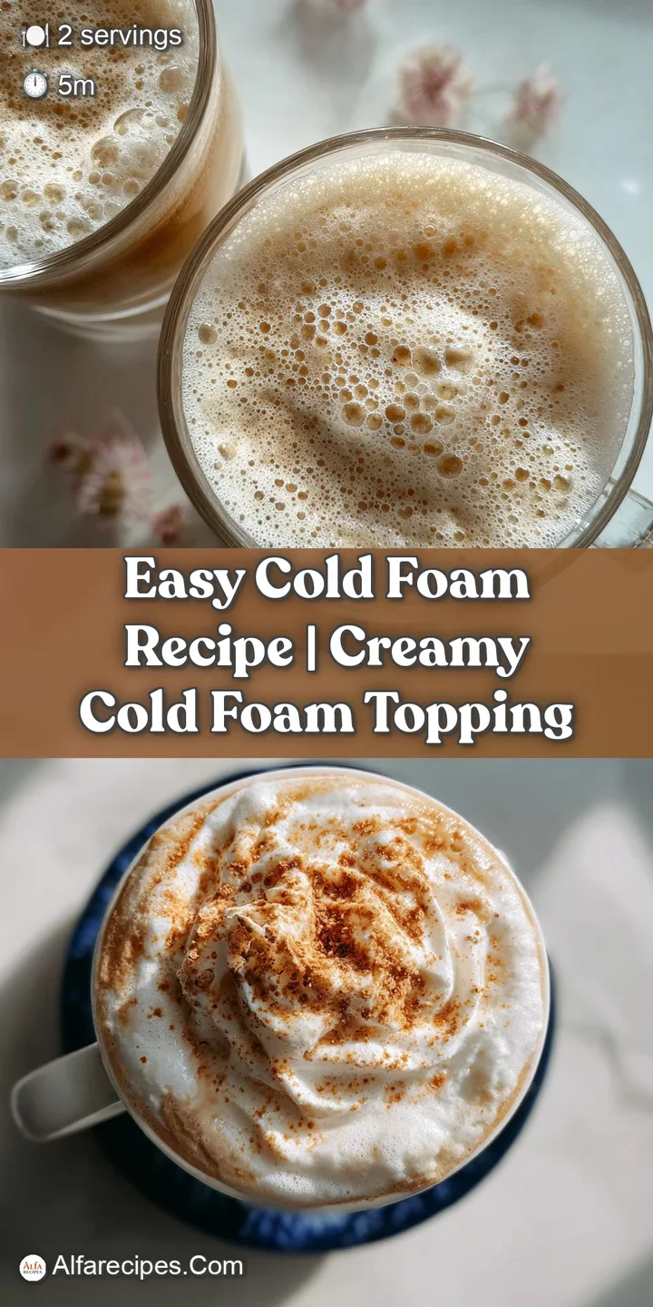 Close-up of velvety cold foam gently cascading into rich, dark iced coffee, creating a tempting layered effect.