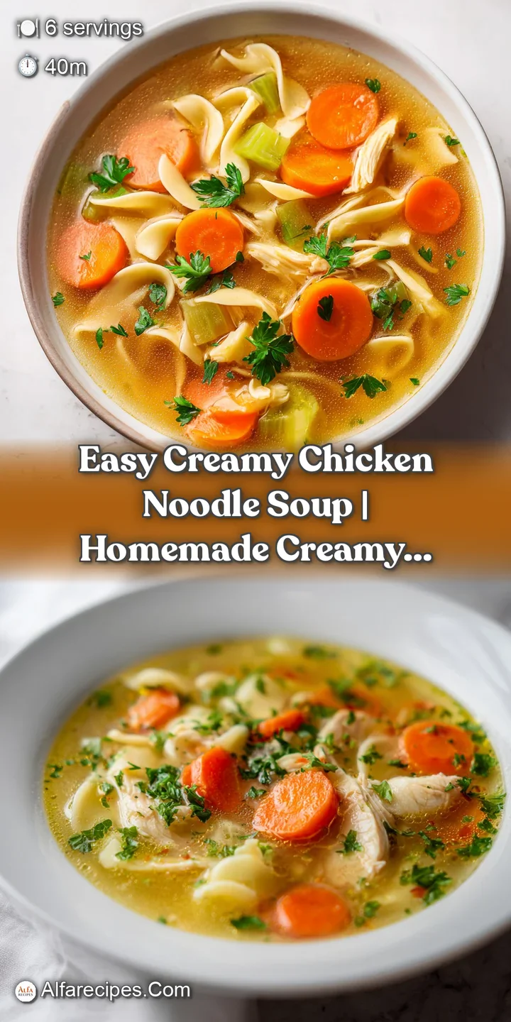 Close-up of thick, velvety yellow broth with succulent chicken pieces and soft noodles glistening under warm light.