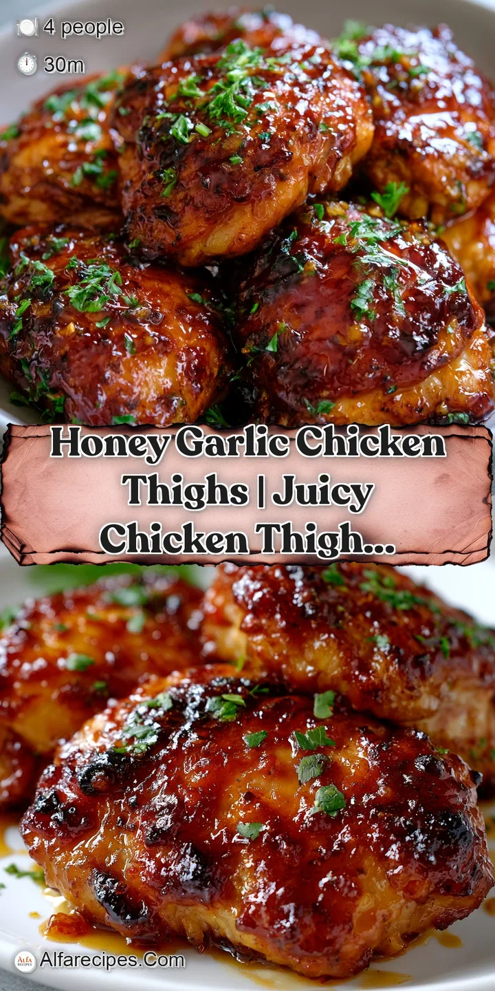 Extreme close-up of succulent chicken with a glistening, caramelized honey glaze and a sprinkle of fresh green parsley.