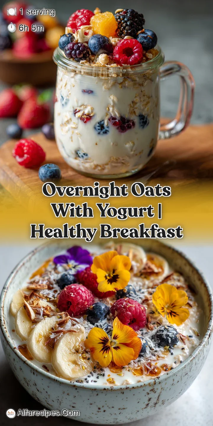 Close-up of overnight oats: plump juicy berries contrast with the creamy texture and wholesome grains. Light reflecting of...