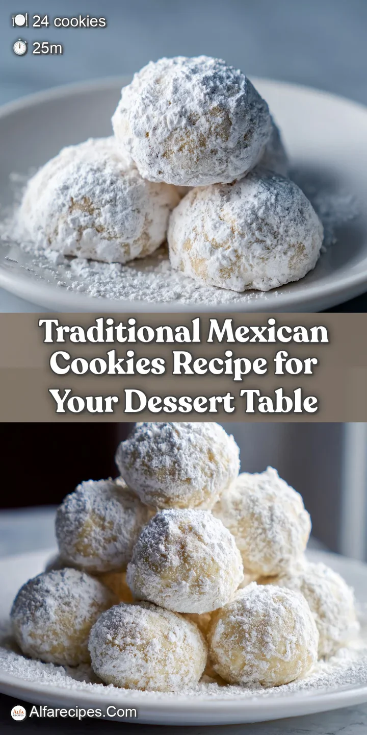 Close-up captures the intricate cracks and velvety texture of a Mexican cookie, blanketed in sweet powdered sugar. Irresis...