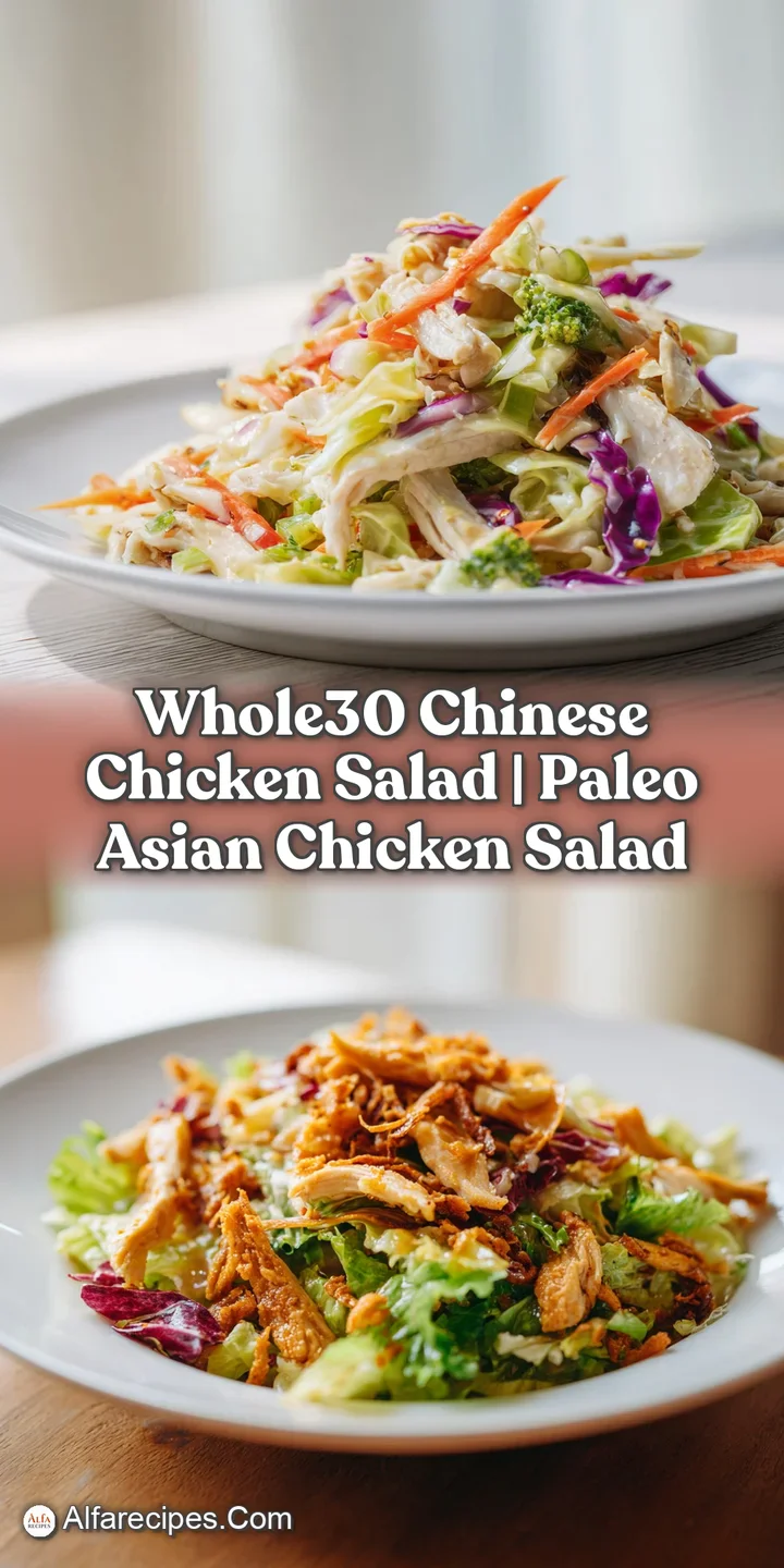 Close-up of creamy dressing drizzled over tender chicken, crisp veggies, and crunchy almonds in a vibrant, appealing salad.