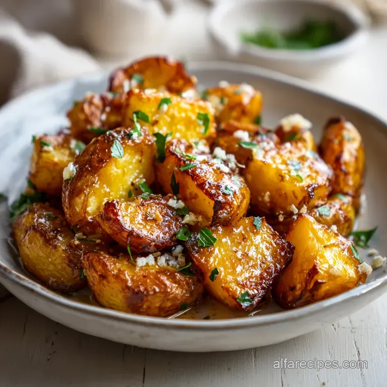 Lemon-kissed potato wedges arranged artfully on a white plate, sprinkled with fresh parsley and a lemon slice.