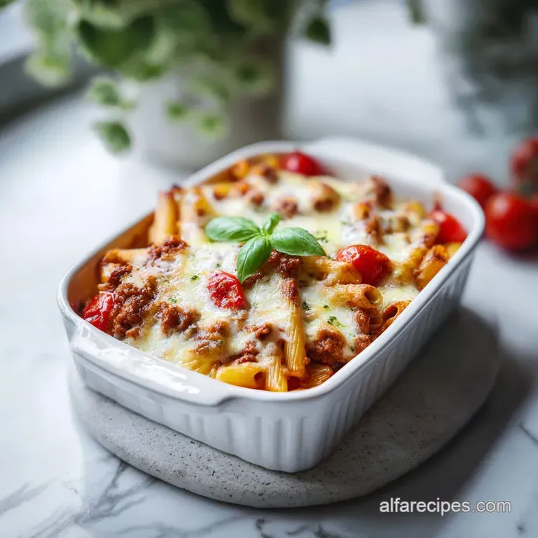 Baked Mostaccioli: Hearty Pasta with Two-Meat Sauce