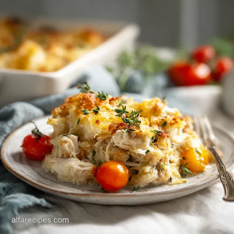 Dump Bake Dinner Casserole with Chicken: Creamy and Cheesy