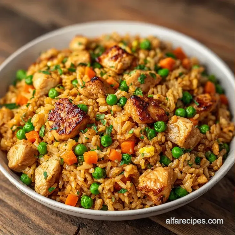 A neat mound of golden rice topped with fresh sliced green onions in a white ceramic bowl on a rustic linen napkin.