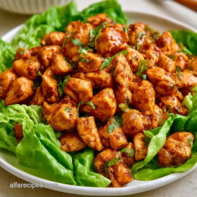 Crisp butter lettuce cups arranged on a white platter with bowls of colorful toppings and fresh lime wedges.