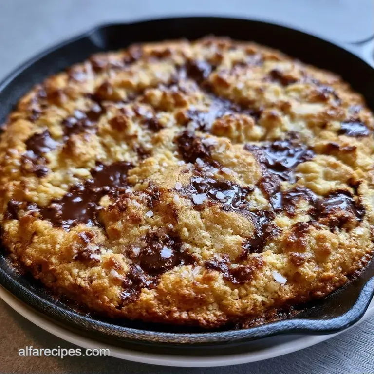 A slice of warm, buttery cookie topped with a melting scoop of vanilla bean ice cream and a drizzle of fudge.