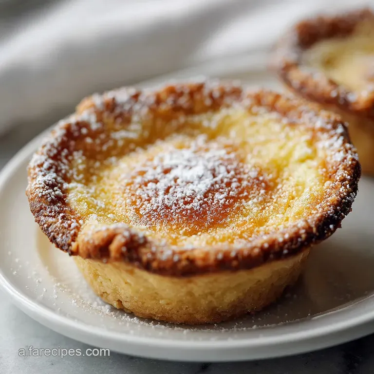 A slice of chess pie sits elegantly on a white plate, its smooth, caramel-colored filling glistening.