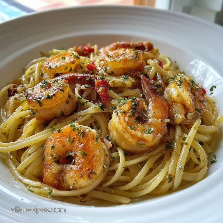 Creamy Garlic Tuscan Shrimp Pasta