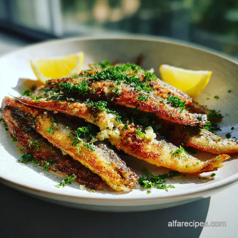 Delicate white fish fillet, pan-fried golden, resting on vibrant greens, with a bright lemon slice adding a splash of color.