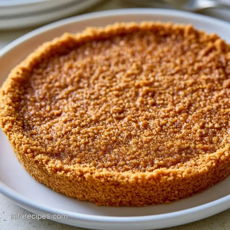A crisp, buttery crust pressed firmly into a glass pie dish, resting on a white marble countertop with a linen cloth.