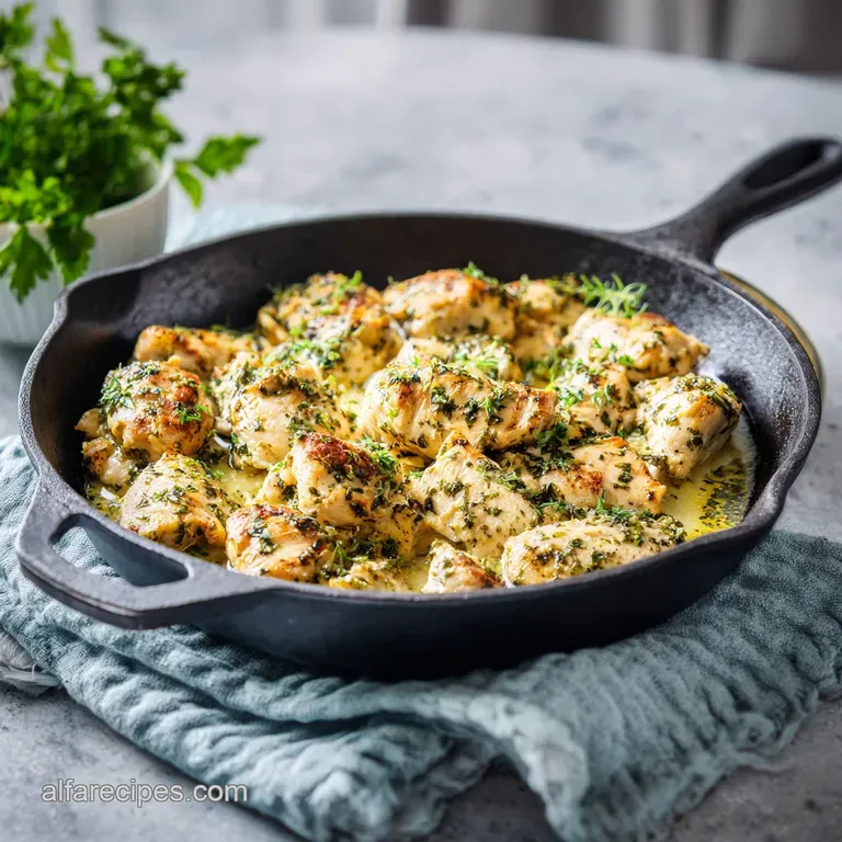 Perfectly plated chicken and vegetables: seared chicken breast with browned edges alongside crisp green beans and roasted ...