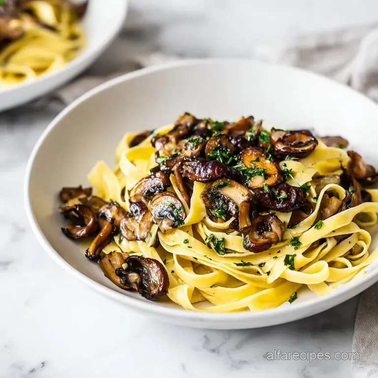 Garlic Mushroom Pasta: Silky and Cheesy