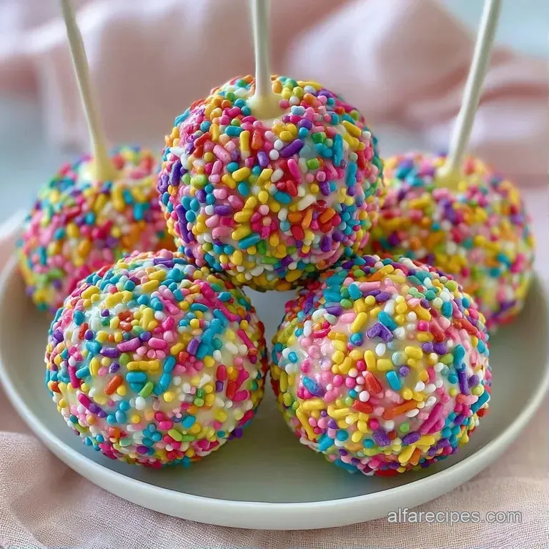 Neon-hued cake pops standing upright in a glass jar, creating a rainbow gradient of smooth, shiny coatings.