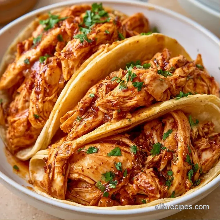 A rustic platter of soft tortillas filled with juicy meat, garnished with fresh lime and vibrant green herbs.