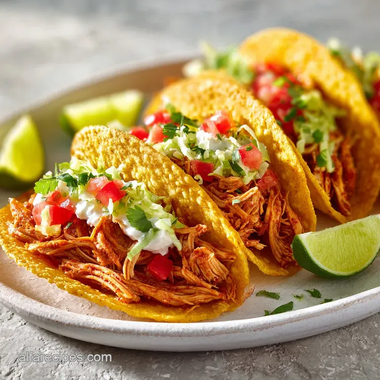 Pulled Chicken Tacos with Seasoned Shells