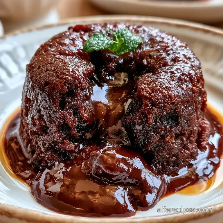 Dark cocoa cake on a white porcelain plate, accented by a fluffy dollop of whipped cream and a bright mint leaf.