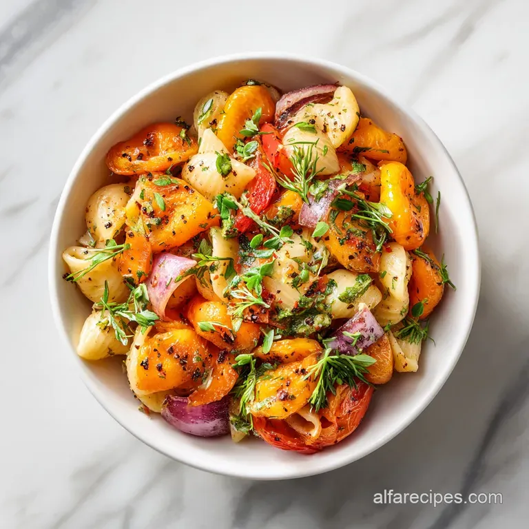 Warm Roasted Fall Vegetable Pasta Salad