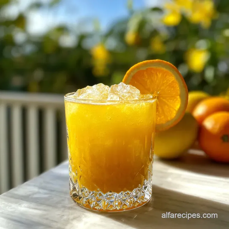 A refreshing screwdriver cocktail in a sleek glass, garnished with a juicy orange wedge and a sprig of fresh mint.