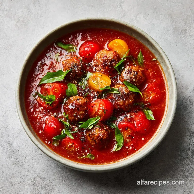 Perfectly twirled pasta coated in a bright tomato sauce, topped with fresh basil sprigs and a dusting of parmesan. Invitin...