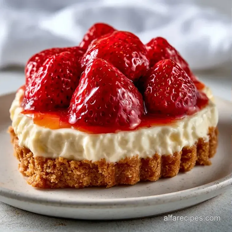 Elegant slice of white creamy filling topped with vibrant red berries and fresh mint on a white ceramic plate.
